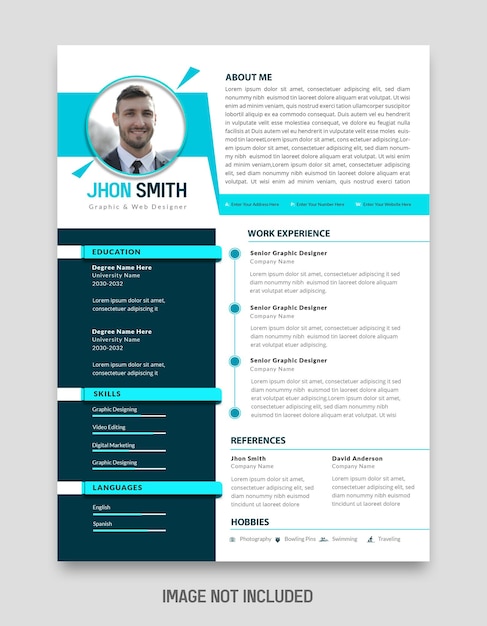 Minimalist resume or CV design template