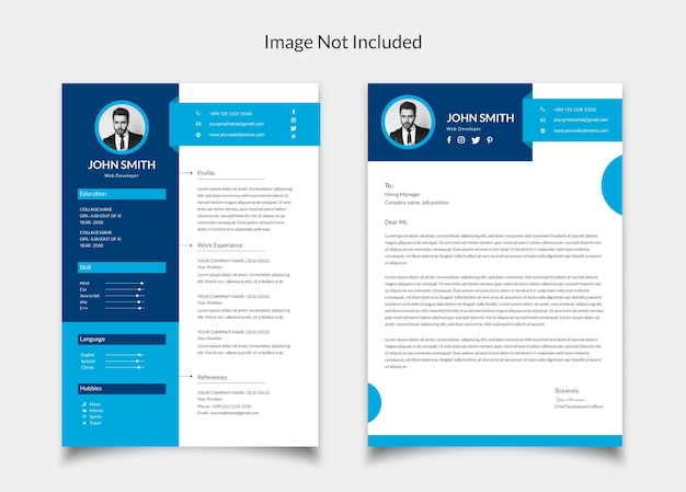 minimalist resume cv design with cover letter design