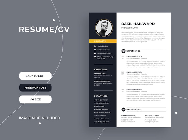 Minimalist resume cv template, Resume design