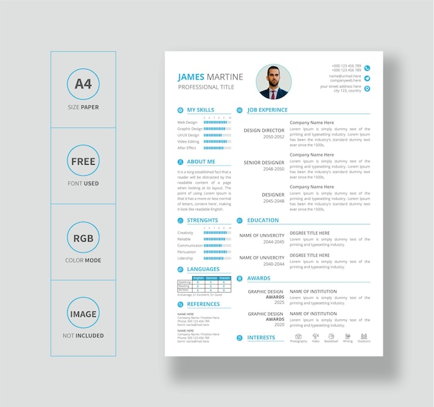 Minimalist resume or cv template