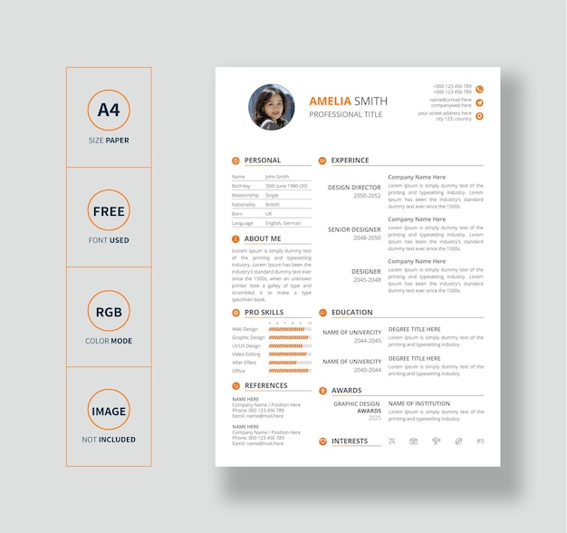 Minimalist resume or cv template