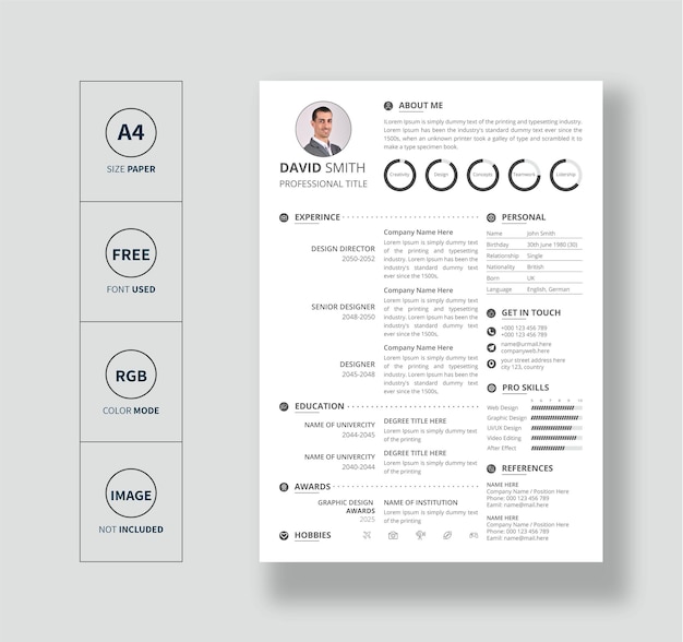 Minimalist resume or cv template