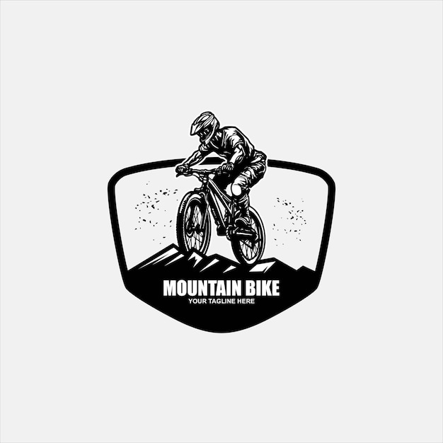 Minimalist retro bicycle mountain bike downhill sport logo design vector template