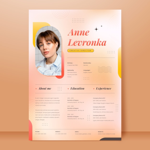 Vector minimalist retro cv template