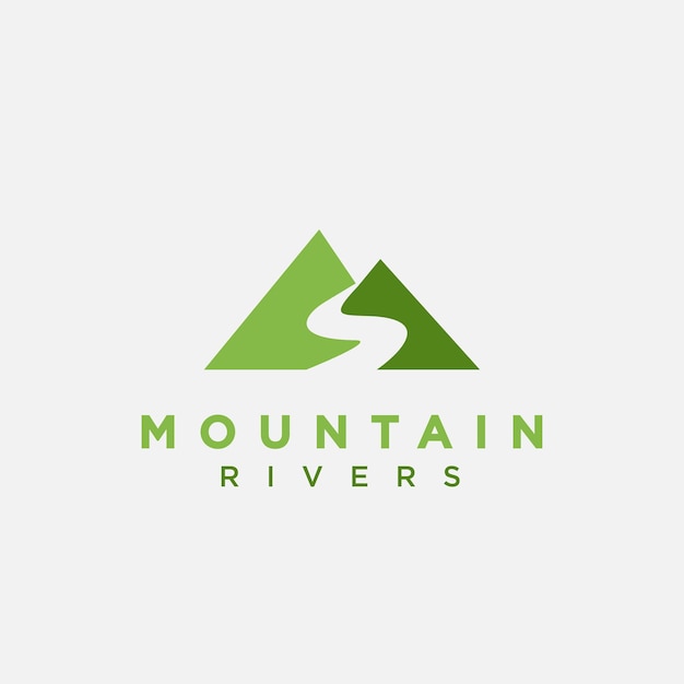 Minimalist River and mountain landscape logo icon vector template on white background