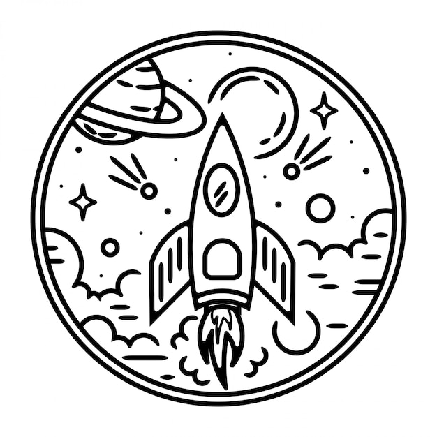 Minimalist rocket vintage badge design