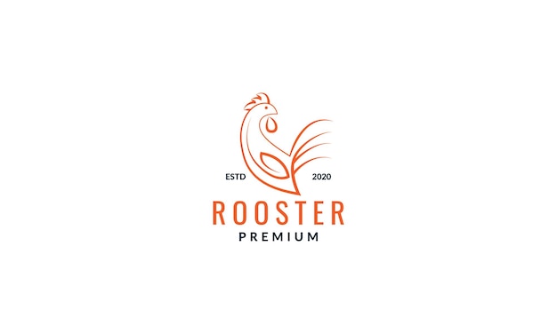 Minimalist rooster line cartoon icon logo design