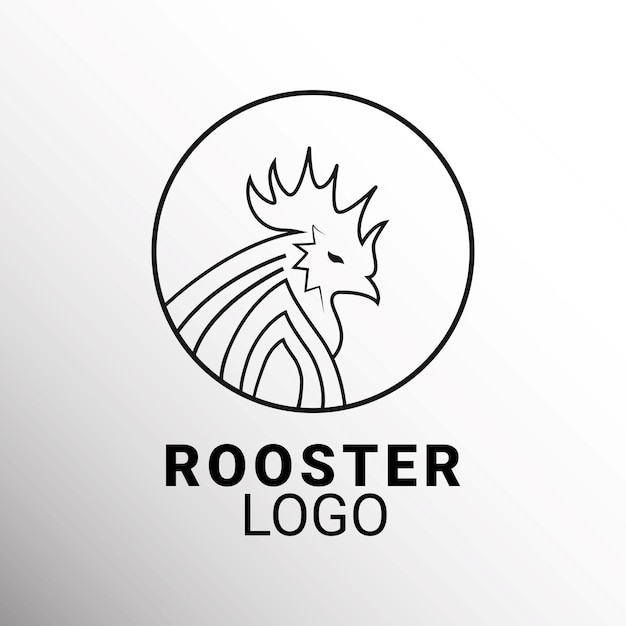 Minimalist rooster logo with line art style