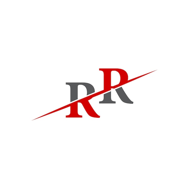 ダイナミックな対角線を持つミニマリストのRRロゴ