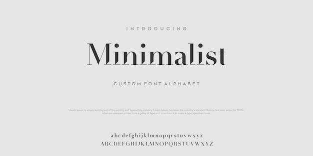 Minimalist Serif classic design font vector illustration of alphabet letters