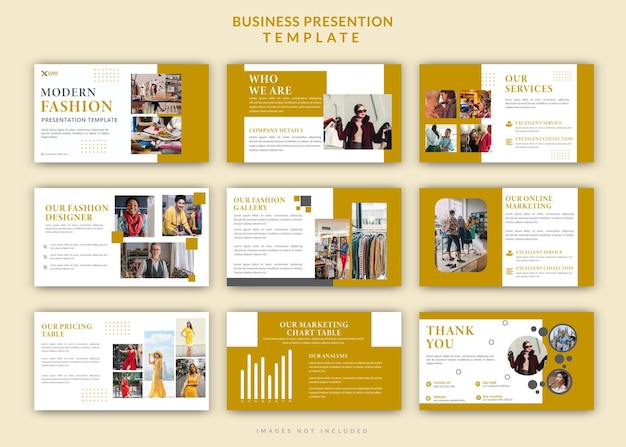 Minimalist set of fashion slide powerpoint presentation landing page keynote fashion template