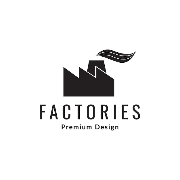 Minimalist shape factory with smoke logo symbol icon vector graphic design illustration idea