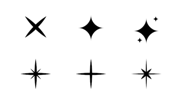 Vector minimalist silhouette stars icon twinkle star shape symbols modern geometric elements