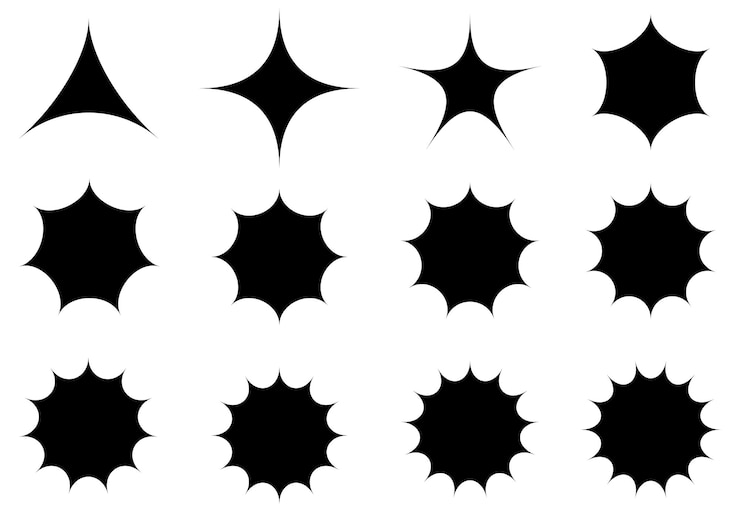 Vector ミニマリスト シルエット ベクトル 星 アイコン 輝く星形 シンボル 現代の幾何学的な輝く星
