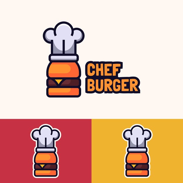 Design minimalista semplice del logo dello chef dell'hamburger