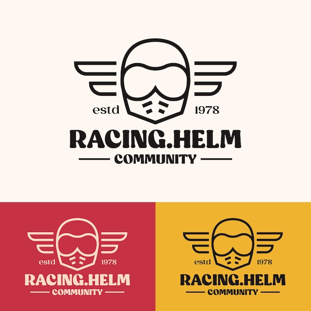 Minimalist simple helmet retro logo concept