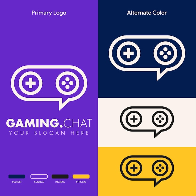 Minimalist simple joystick chat gaming logo design