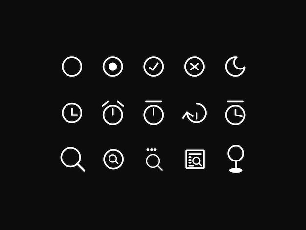 Minimalist and simple looking pixel perfect linear UI icons set