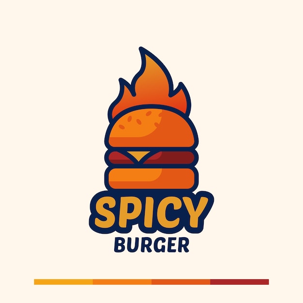 Concetto di logo minimalista semplice hamburger piccante