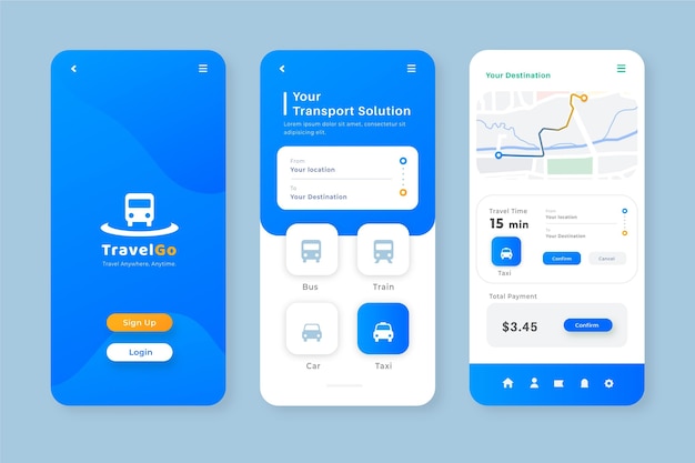 Vector minimalist smartphone app for public transport template