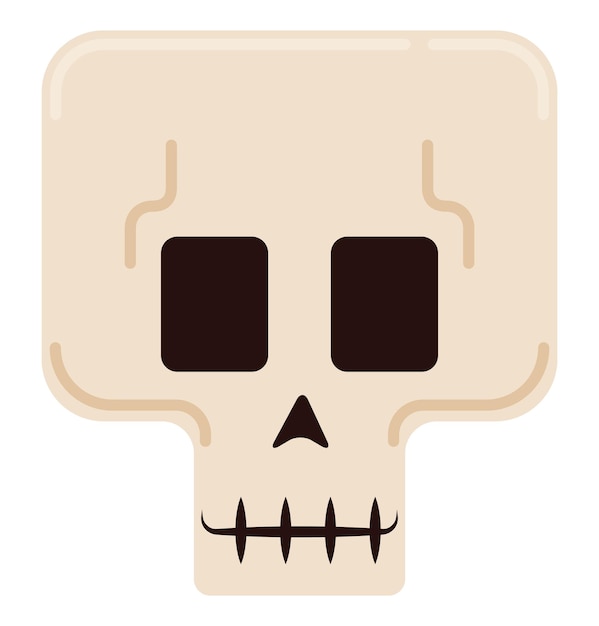 Minimalist and smiling skull design with rounded borders in flat style