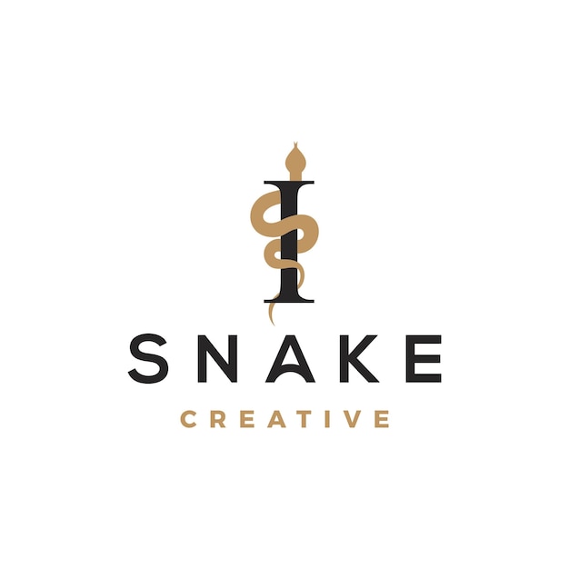 ベクトル ミニマリストのヘビのロゴのデザインシンボル