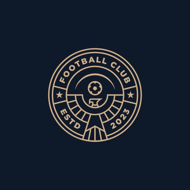 Minimalist soccer football club emblem badge line art icon logo template vector illustration design