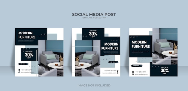 Minimalist social media instagram post modern furniture for sale banner template Premium Vector