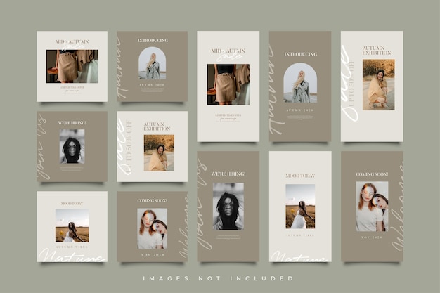 Minimalist social media post and stories template collection