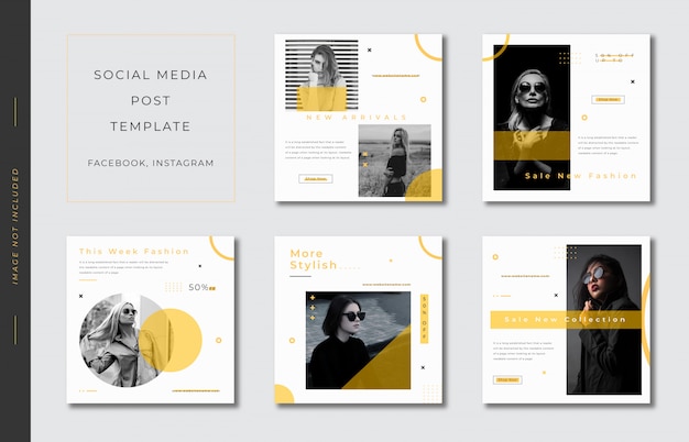 Vector minimalist social media post template collection