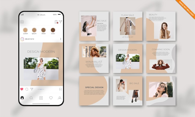 ベクトル ミニマリストのソーシャルメディア投稿テンプレートセット