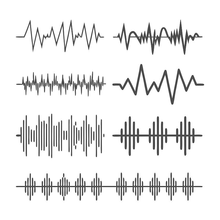 Vector minimalist sound wave vector design set