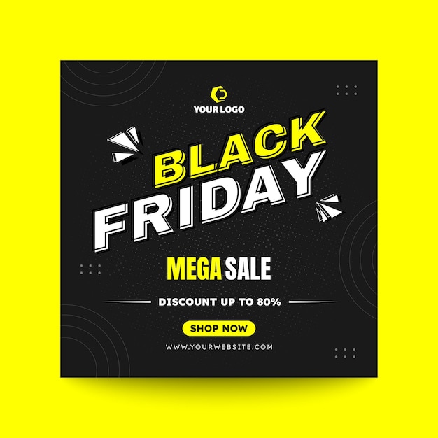 Modello di pubblicità del black friday quadrato minimalista sui social media