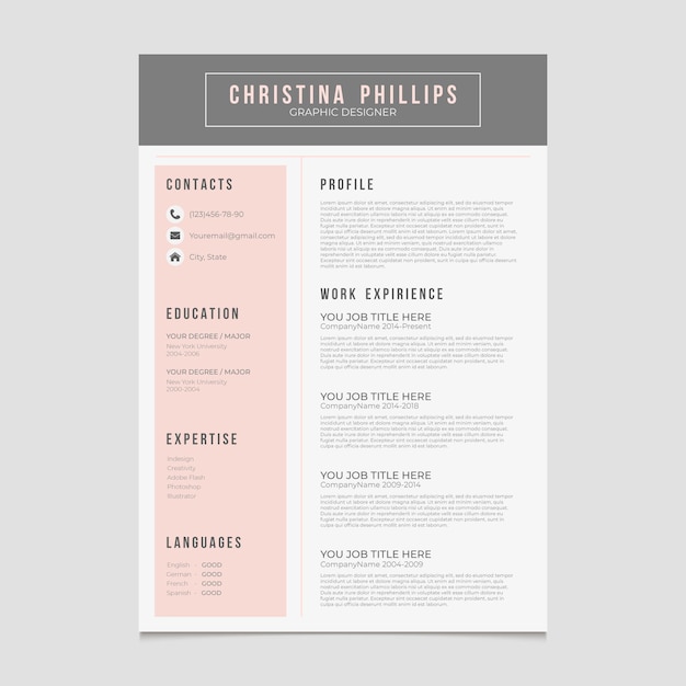 Minimalist style cv templates