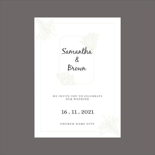 minimalist style wedding invitation template