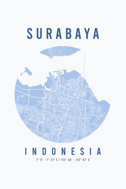 Minimalist Surabaya City Map Poster Vector