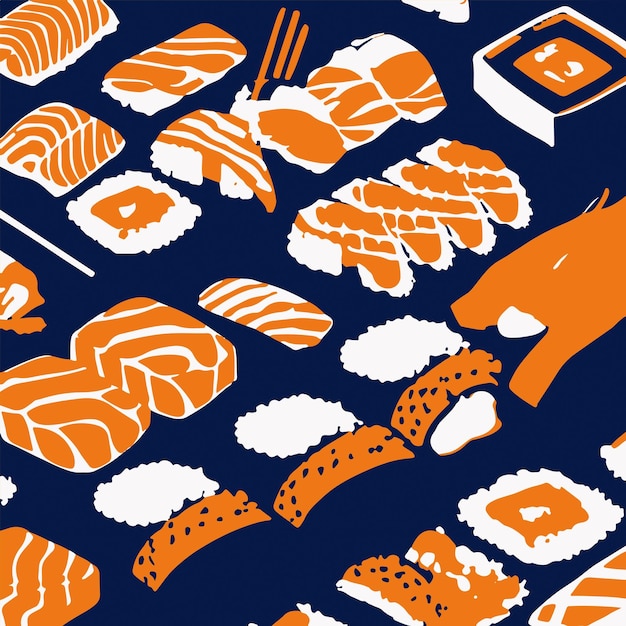 Minimalist Sushi Food Vector Art