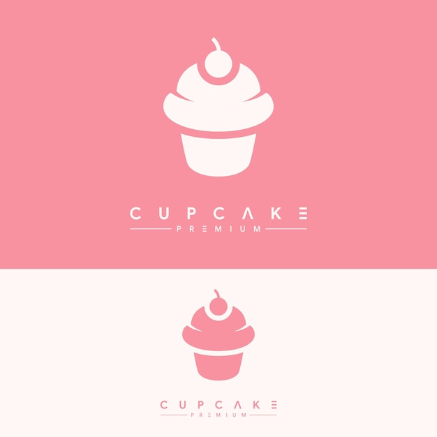 Vector minimalist sweet cupcake logo template