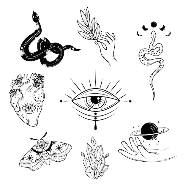 Minimalist tattoos set