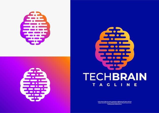 Vector minimalist technology brain logo design