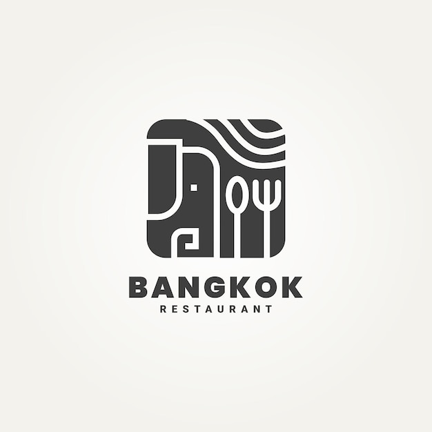 Minimalista thai bangkok cucina icona logo modello illustrazione vettoriale design semplice icona moderna di cibo asiatico o thailandia ristorante menu