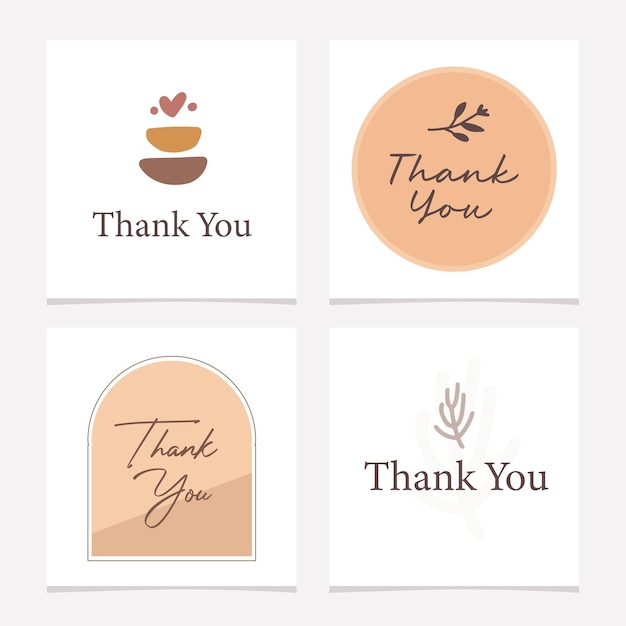 Minimalist thank you card boho design vector poster