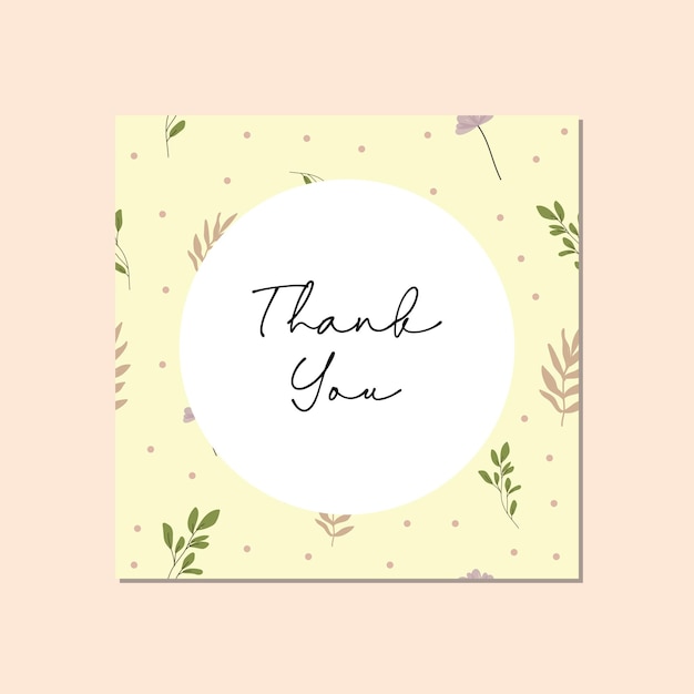 Minimalist thank you card design with floral background