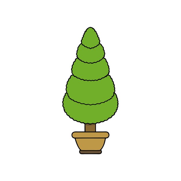 minimalist topiary tree icon simple potted plant design for landscaping garden and eco branding themes