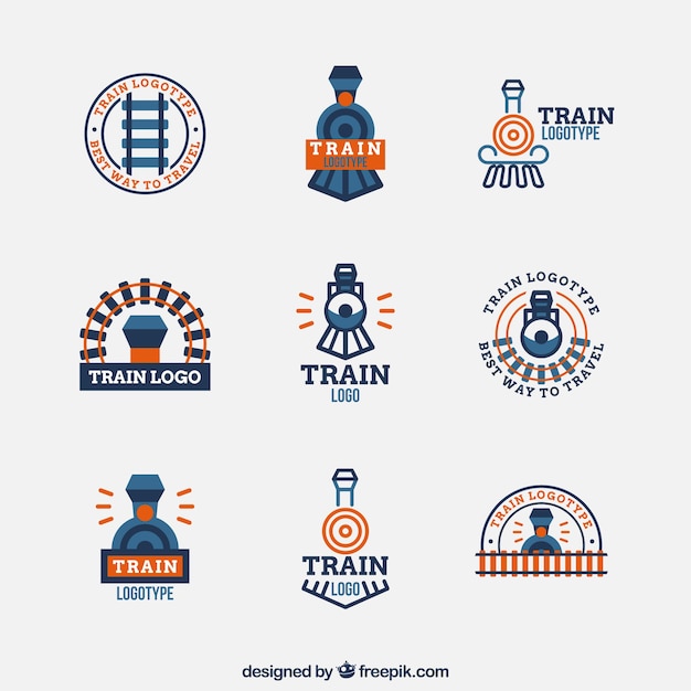 Vector minimalist train logo collection