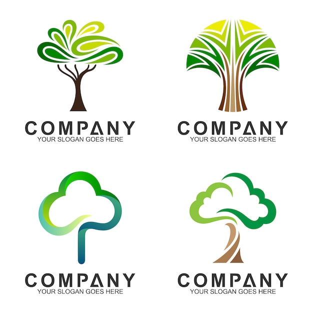 minimalist tree flat logo design