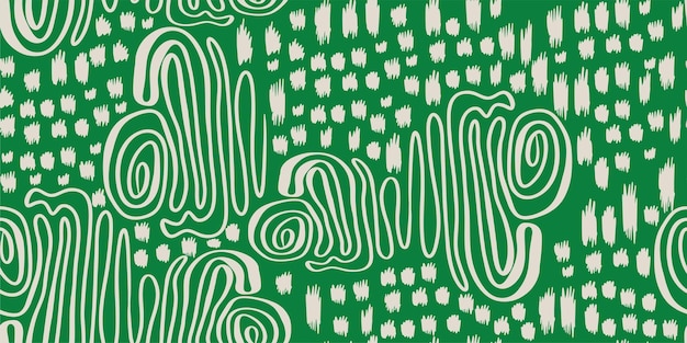 Minimalist trendy abstract seamless pattern Line art green and white illustrations