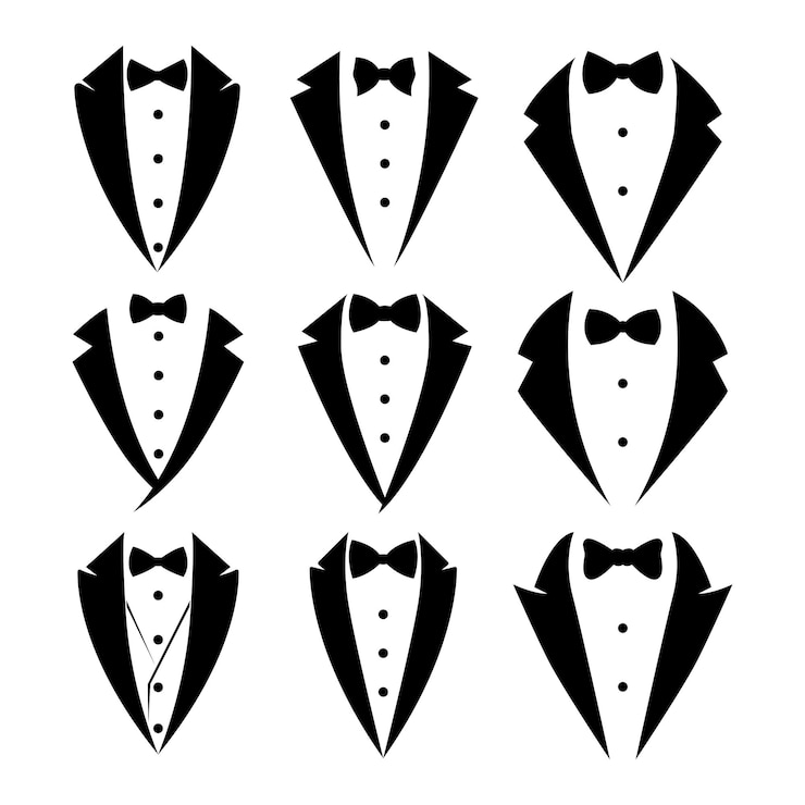 Vector minimalist tuxedo silhouette vector illustration
