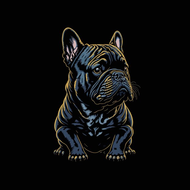 A minimalist vector art illustration of a French Bulldog logo design