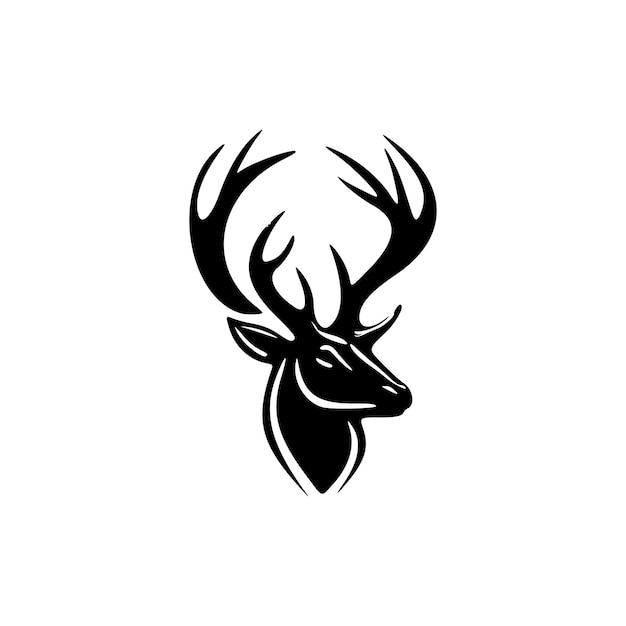 Minimalist vector deer logo black and white